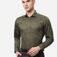 Dark Green Printed Slim Fit Formal Shirt | Greenfibre