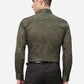 Dark Green Printed Slim Fit Formal Shirt | Greenfibre