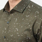 Dark Green Printed Slim Fit Formal Shirt | Greenfibre