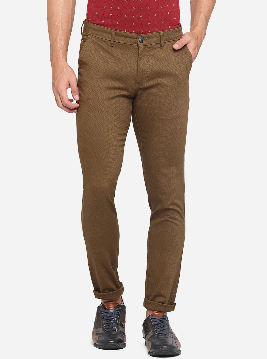 Khaki Dobby Neo Fit Casual Trouser | Greenfibre