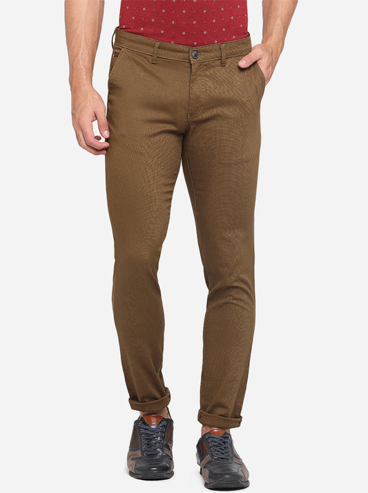 Khaki Dobby Neo Fit Casual Trouser | Greenfibre