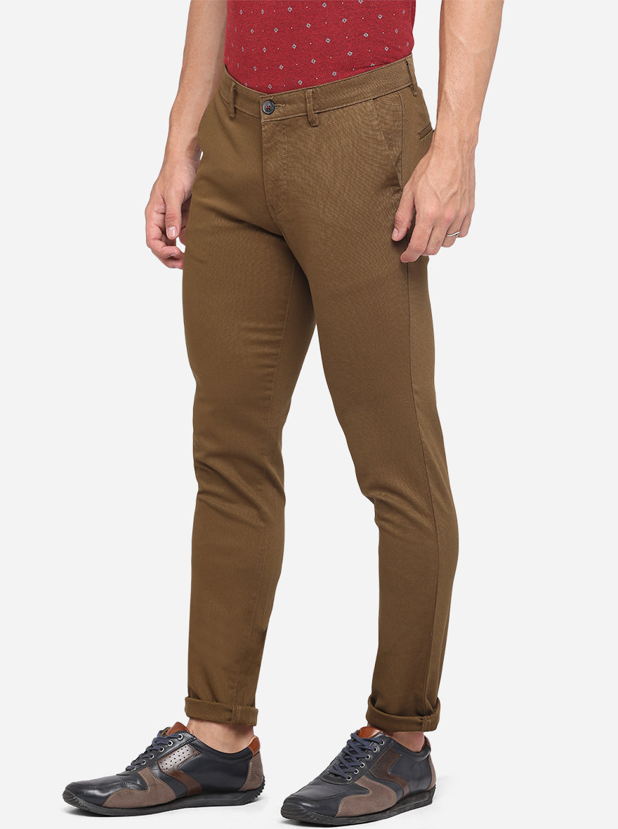 Khaki Dobby Neo Fit Casual Trouser | Greenfibre