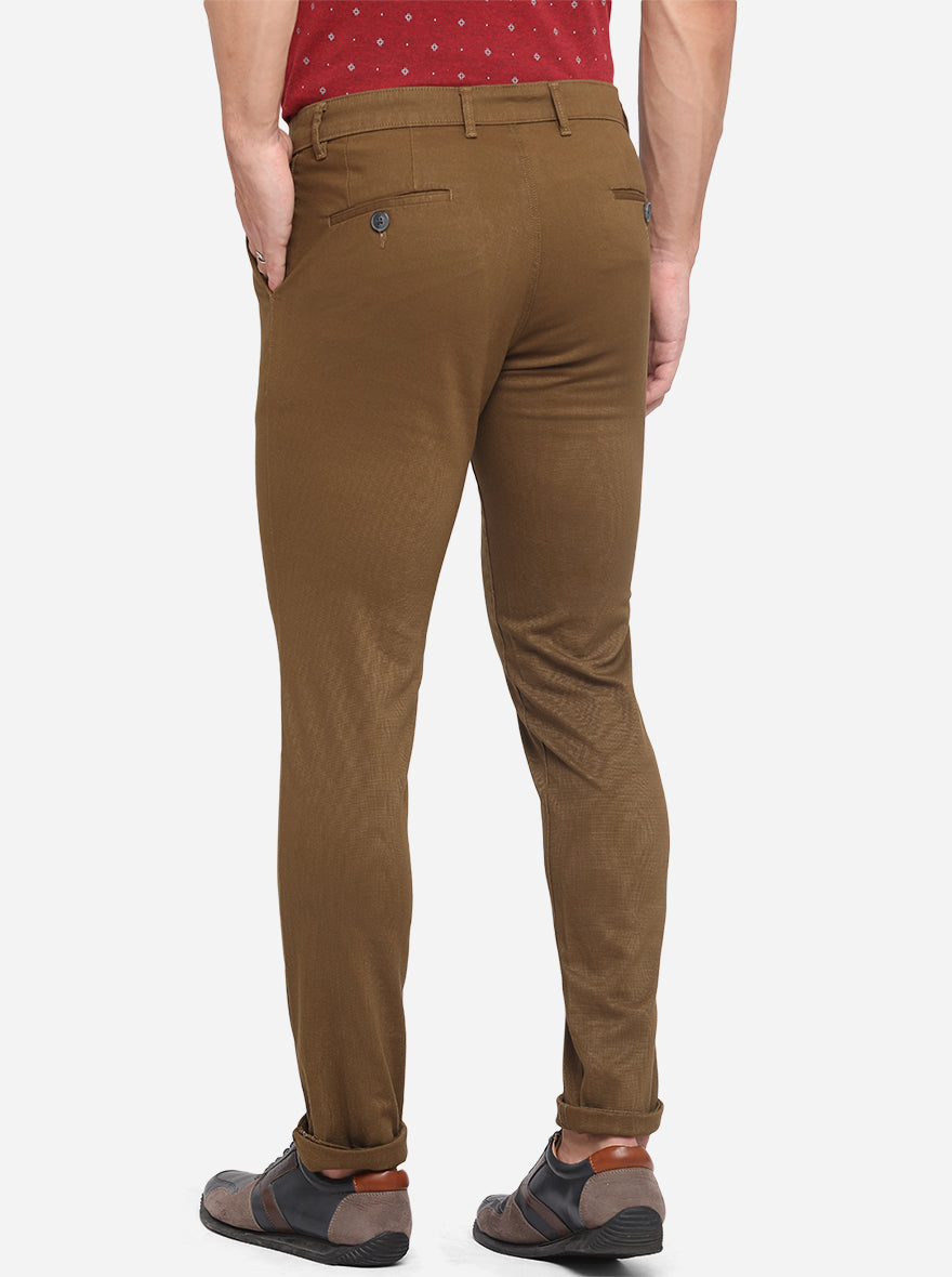 Khaki Dobby Neo Fit Casual Trouser | Greenfibre