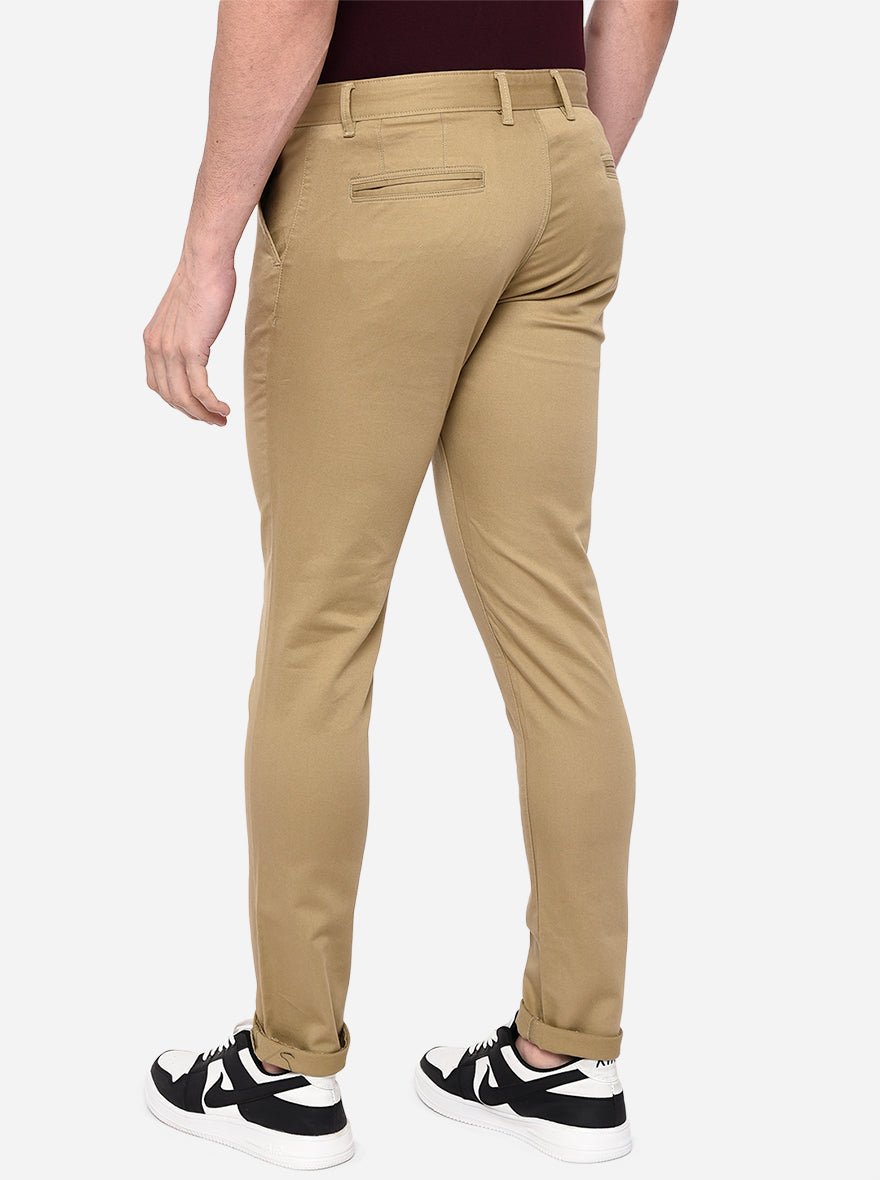 Khaki Solid Neo Fit Casual Trouser | Greenfibre