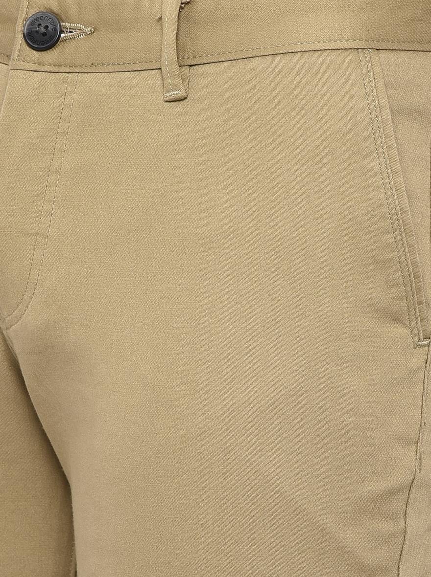 Khaki Solid Neo Fit Casual Trouser | Greenfibre