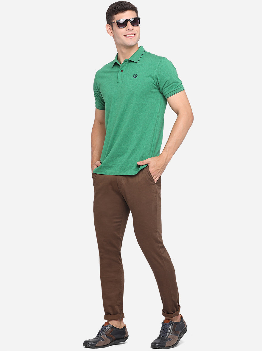 Brown Solid Neo Fit Casual Trouser | Greenfibre