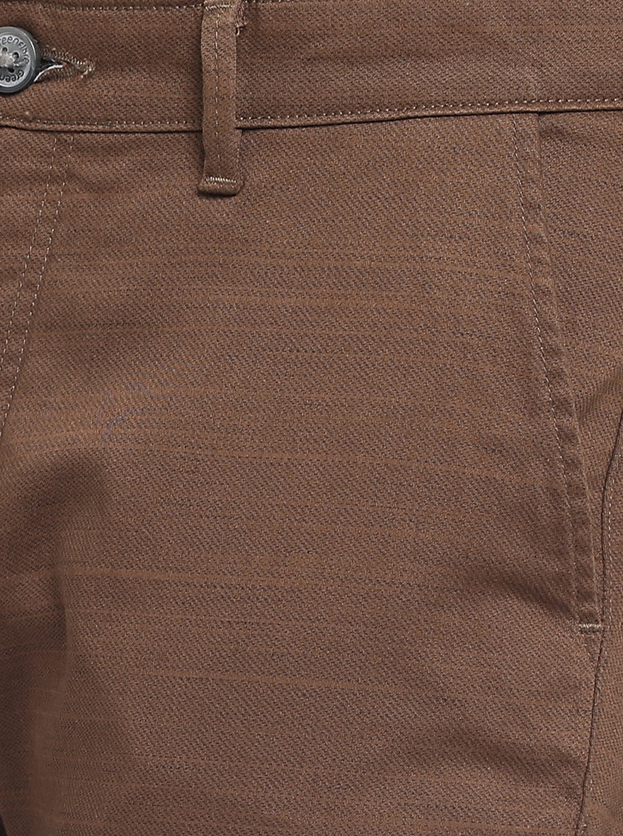 Brown Solid Neo Fit Casual Trouser | Greenfibre