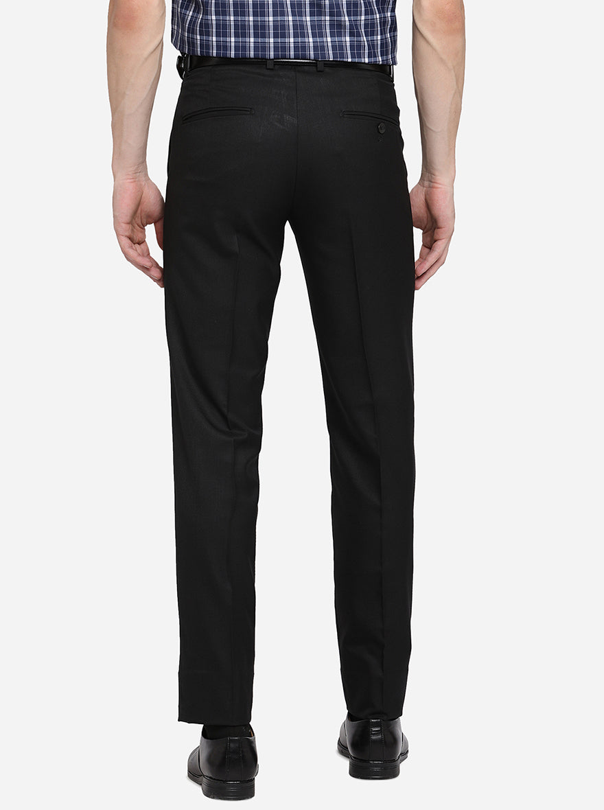 Black Solid Slim Fit Formal Trouser | Greenfibre