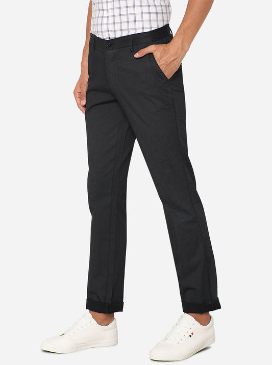 Black Solid Slim Fit Casual Trouser | Greenfibre