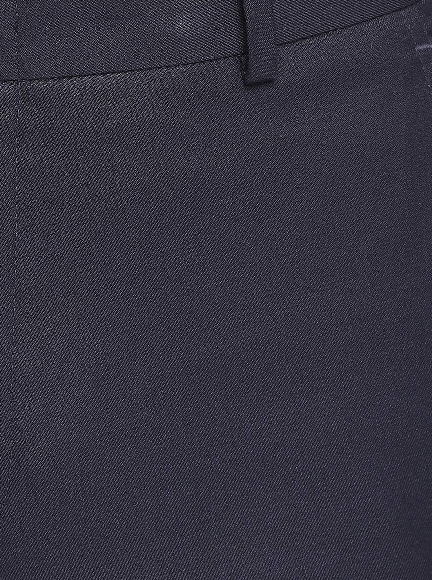 Navy Blue Solid Slim Fit Formal Trouser | Greenfibre