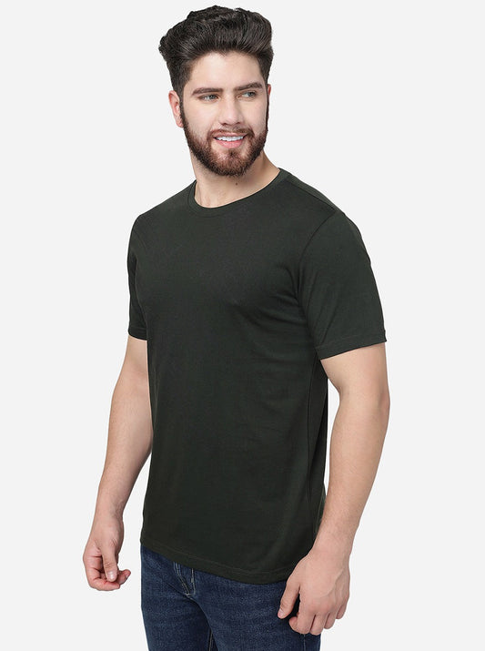 Forest Green Printed Slim Fit T-Shirt | Greenfibre