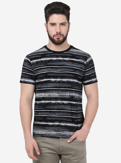 Black Printed Slim Fit T-Shirt | Greenfibre