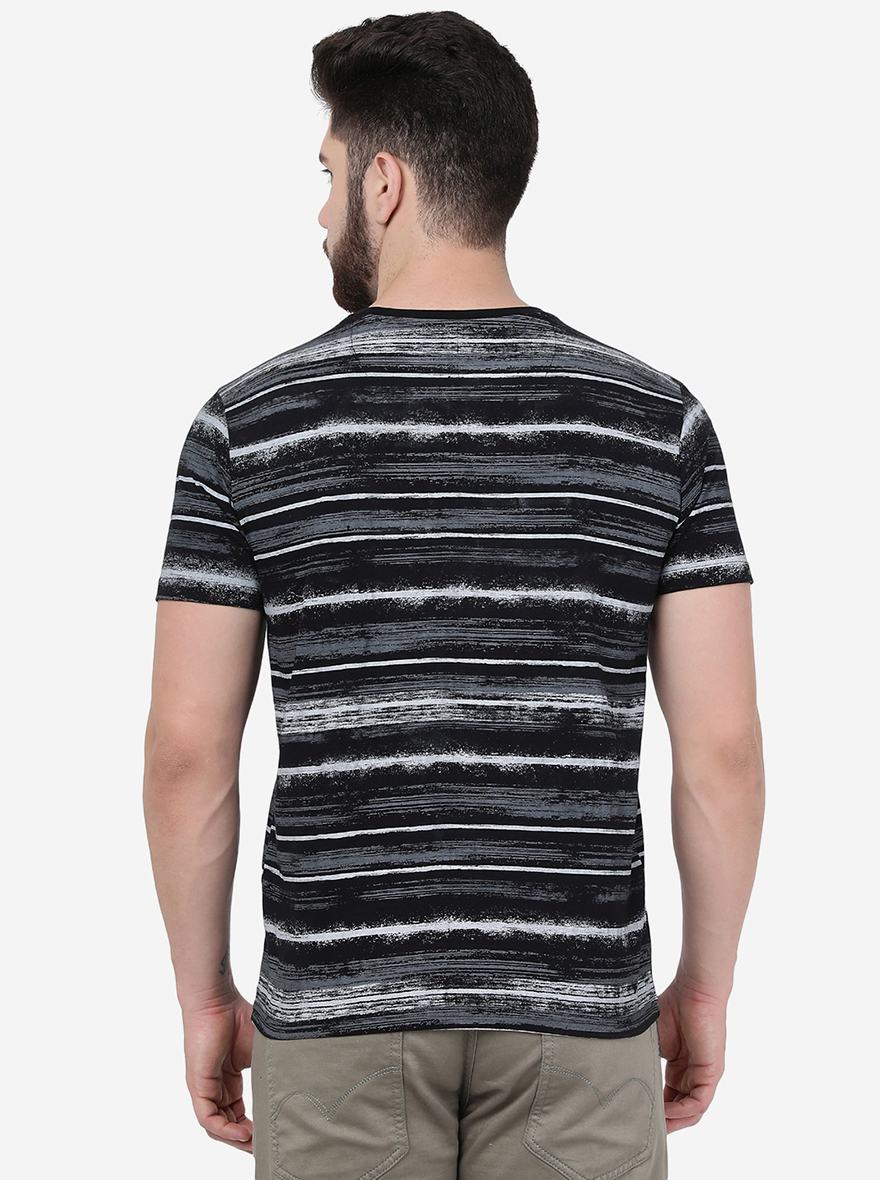 Black Printed Slim Fit T-Shirt | Greenfibre