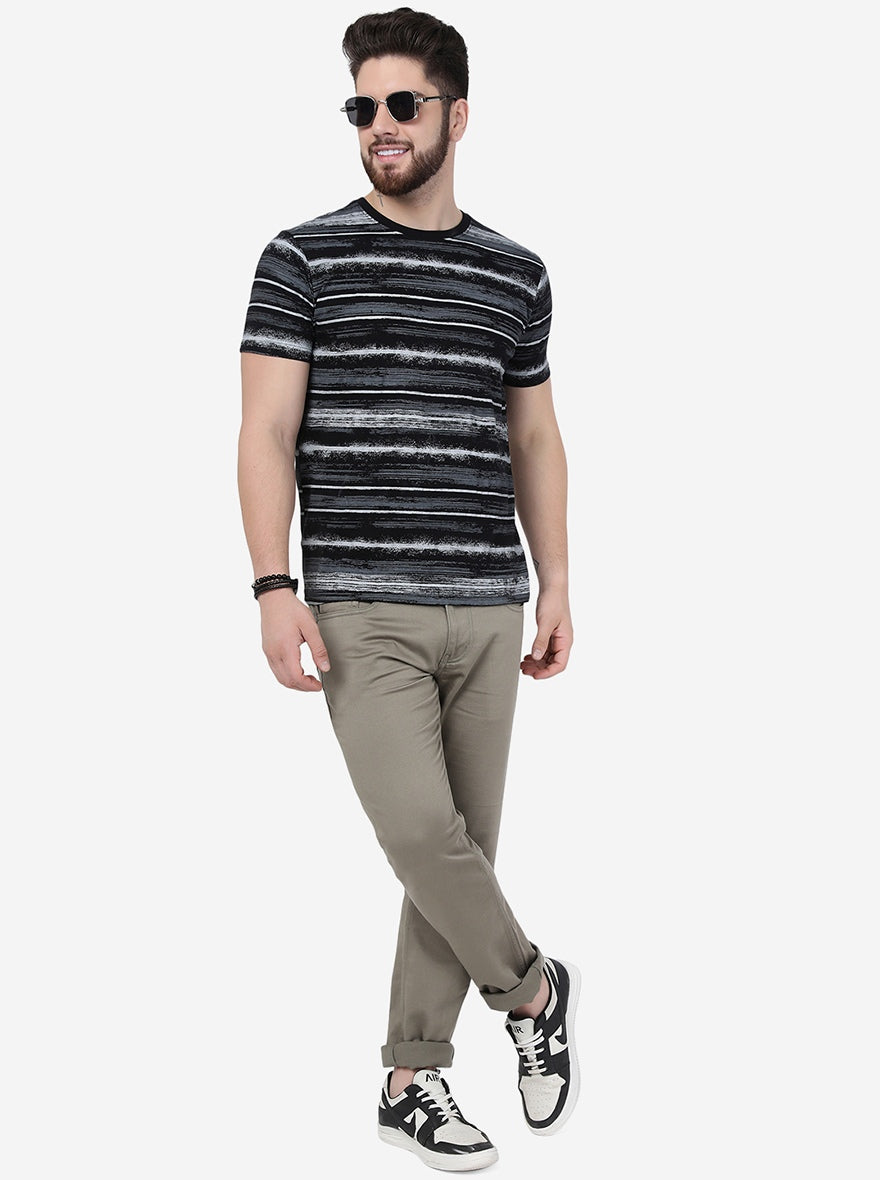 Black Printed Slim Fit T-Shirt | Greenfibre