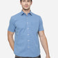 Dusty Blue Printed Slim Fit Casual Shirt | Greenfibre