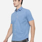 Dusty Blue Printed Slim Fit Casual Shirt | Greenfibre