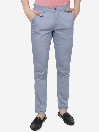 Light Grey Solid Neo Fit Casual Trouser | Greenfibre