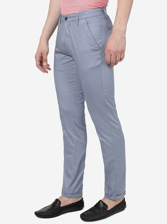 Light Grey Solid Neo Fit Casual Trouser | Greenfibre