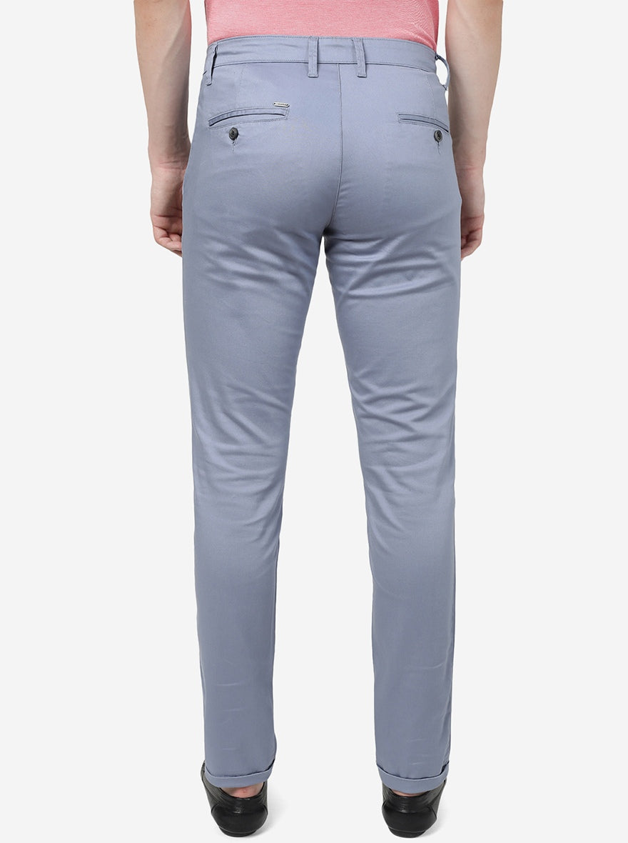 Light Grey Solid Neo Fit Casual Trouser | Greenfibre