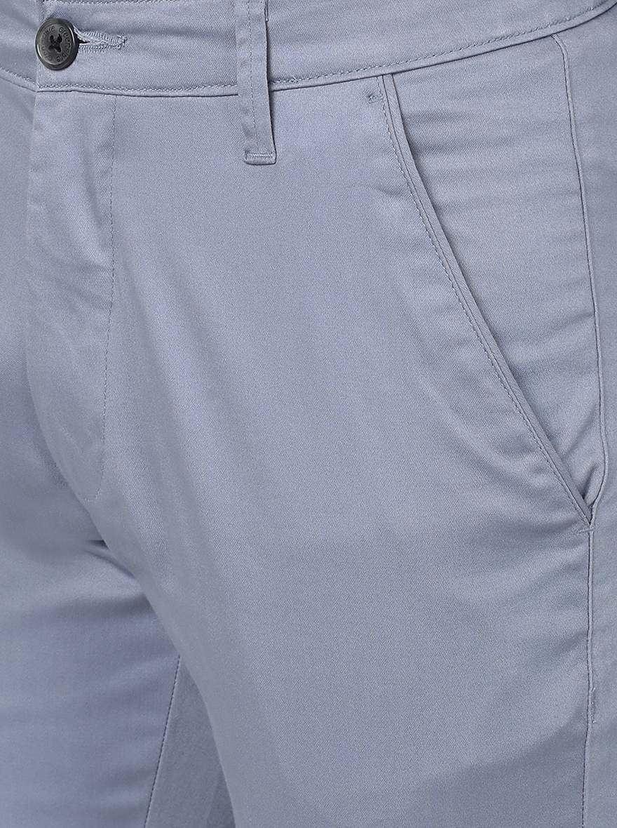 Light Grey Solid Neo Fit Casual Trouser | Greenfibre