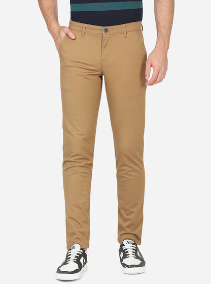 Brown Solid Neo Fit Casual Trouser | Greenfibre