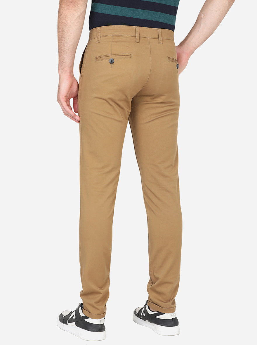 Brown Solid Neo Fit Casual Trouser | Greenfibre