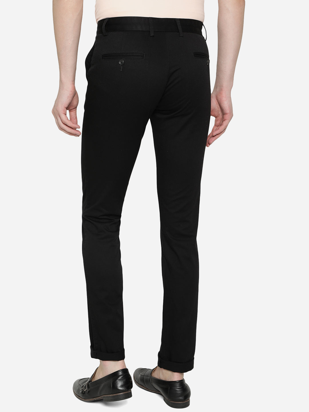 Black Solid Super Slim Fit Casual Trouser | Greenfibre