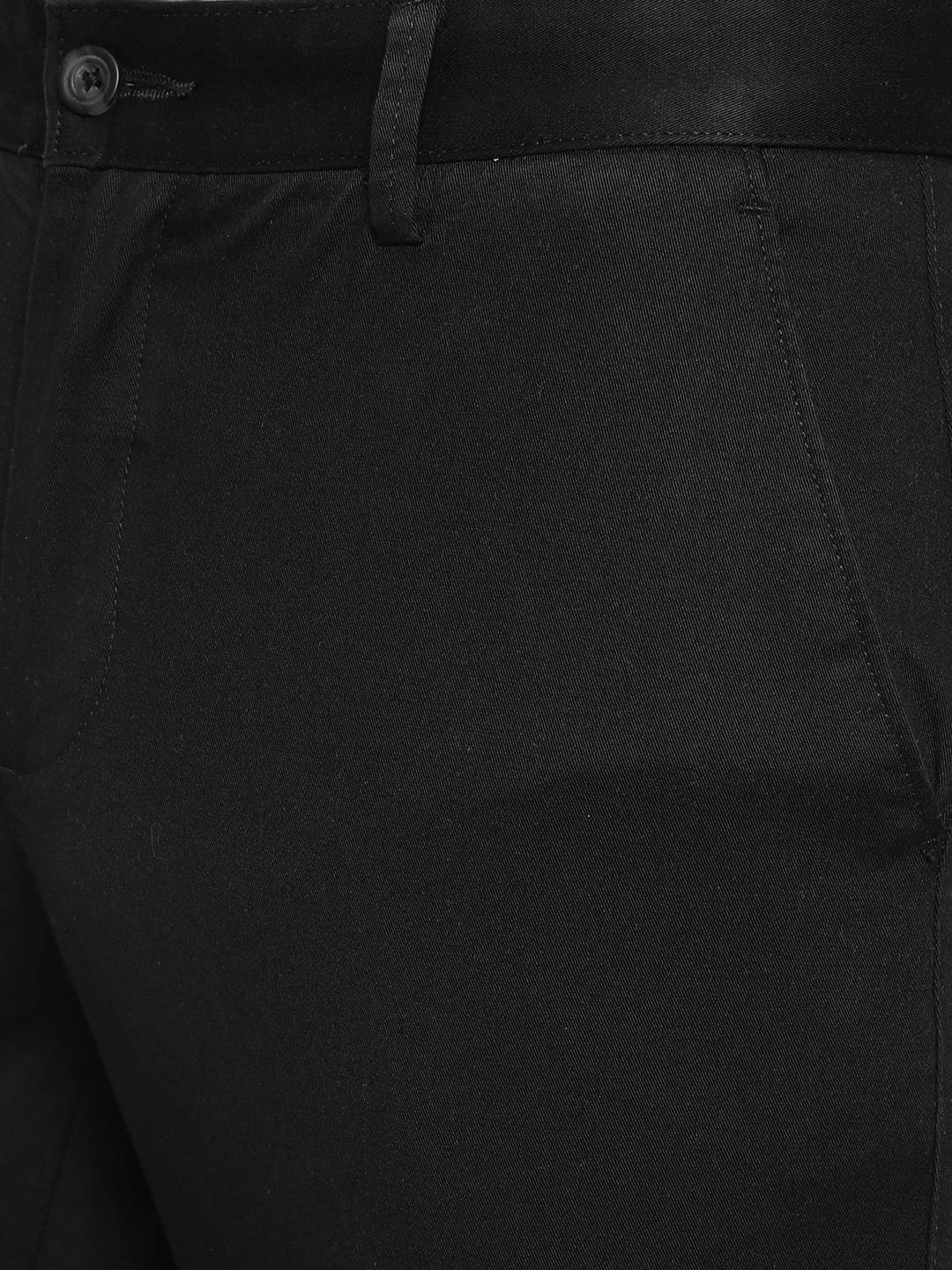 Black Solid Super Slim Fit Casual Trouser | Greenfibre