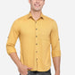 Olive Yellow Solid Slim Fit Semi Casual Shirt | Greenfibre