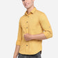 Olive Yellow Solid Slim Fit Semi Casual Shirt | Greenfibre