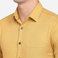 Olive Yellow Solid Slim Fit Semi Casual Shirt | Greenfibre