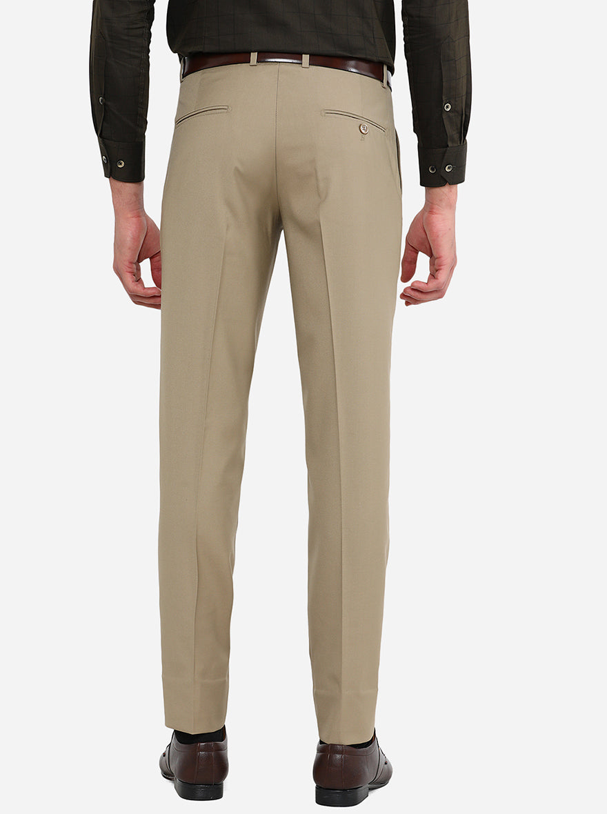 Fawn Solid Slim Fit Formal Trouser | Greenfibre