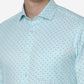 Light Blue Printed Slim Fit Formal Shirt | Greenfibre