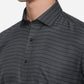 Black Striped Regular Fit Formal Shirt | Greenfibre