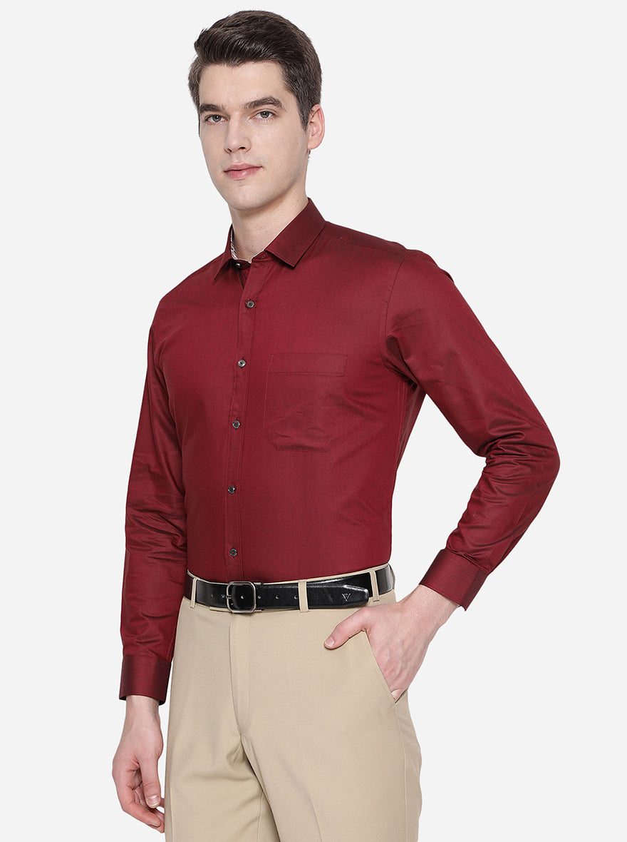 Maroon Solid Slim Fit Party Wear Shirt | Greenfibre