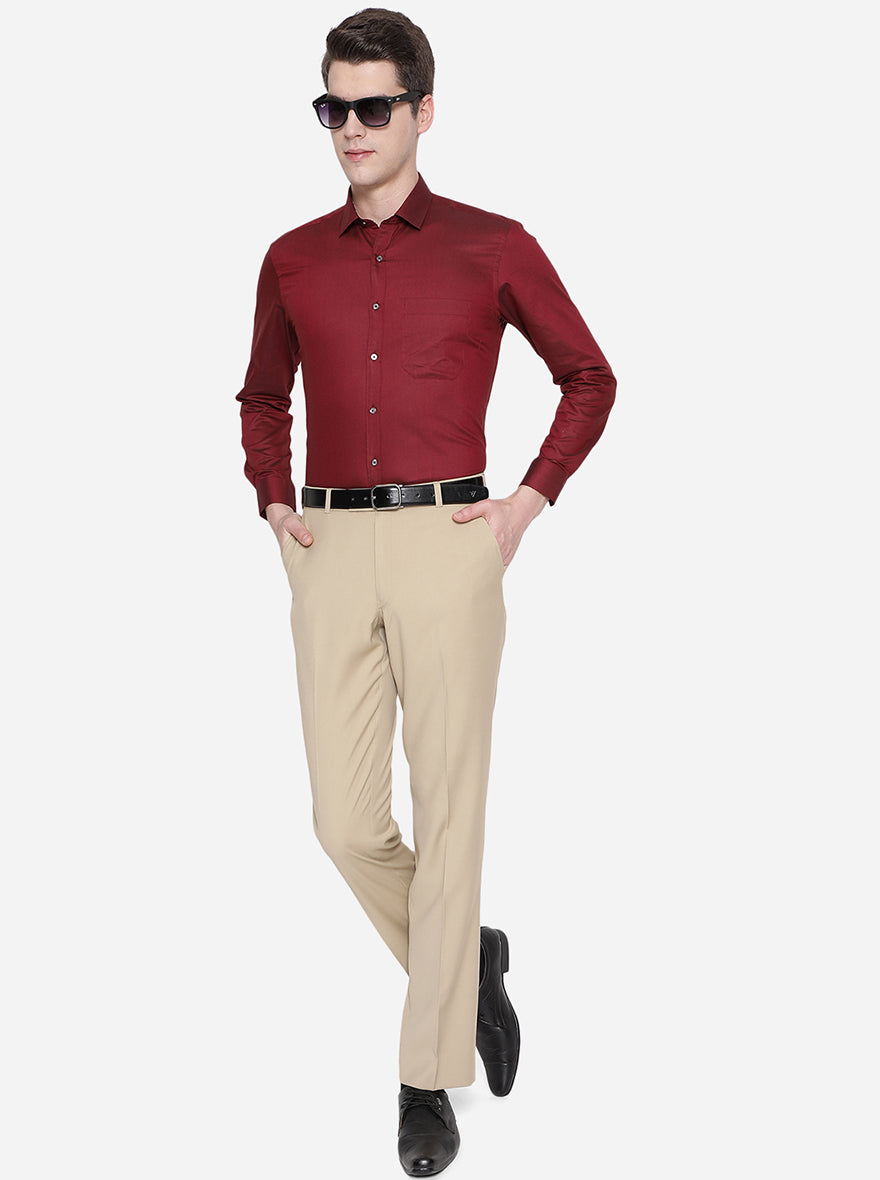 Maroon Solid Slim Fit Party Wear Shirt | Greenfibre