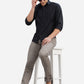 Stone Grey Solid Super Slim Fit Casual Trouser | Greenfibre