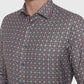 Light Grey Printed Slim Fit Party Wear Shirt | Greenfibre