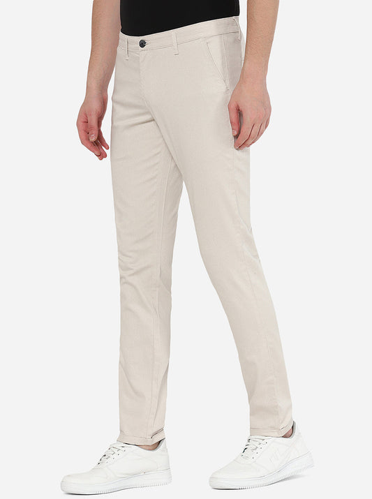 Off-White Solid Neo Fit Casual Trouser | Greenfibre