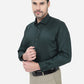 Bottle Green Striped Slim Fit Party Wear Shirt | Greenfibre