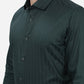 Bottle Green Striped Slim Fit Party Wear Shirt | Greenfibre