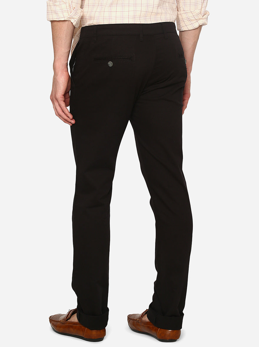 Black Solid Super Slim Fit Casual Trouser | Greenfibre