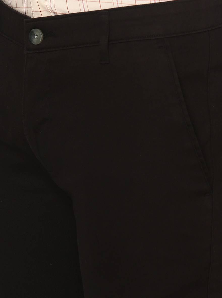 Black Solid Super Slim Fit Casual Trouser | Greenfibre