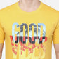 Golden Yellow Printed Slim Fit T-Shirt | Greenfibre