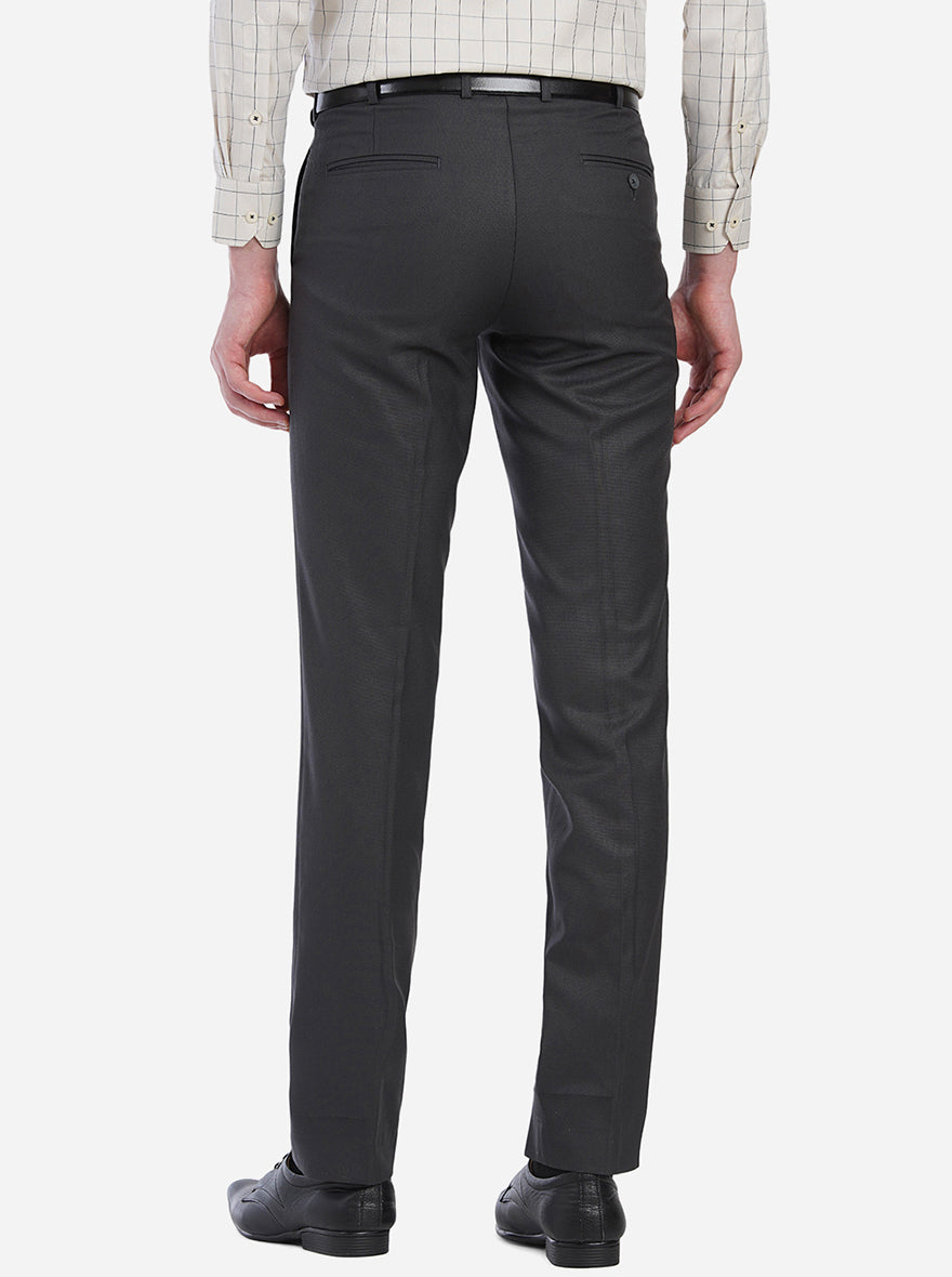 Dark Grey Solid Slim Fit Formal Trouser | Greenfibre