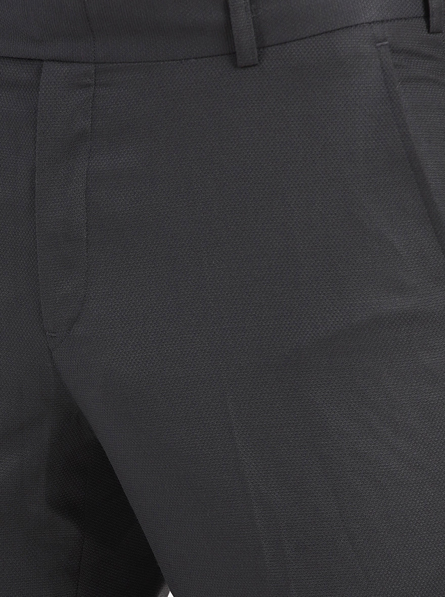 Dark Grey Solid Slim Fit Formal Trouser | Greenfibre