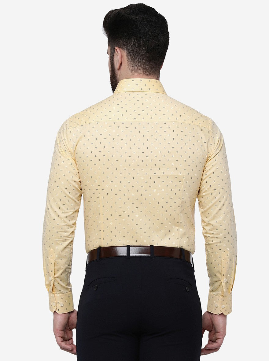 Yellow Printed Slim Fit Formal Shirt | Greenfibre