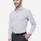 White & Blue Printed Slim Fit Formal Shirt | Greenfibre