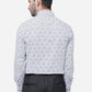 White & Blue Printed Slim Fit Formal Shirt | Greenfibre