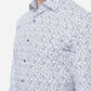 White & Blue Printed Slim Fit Formal Shirt | Greenfibre